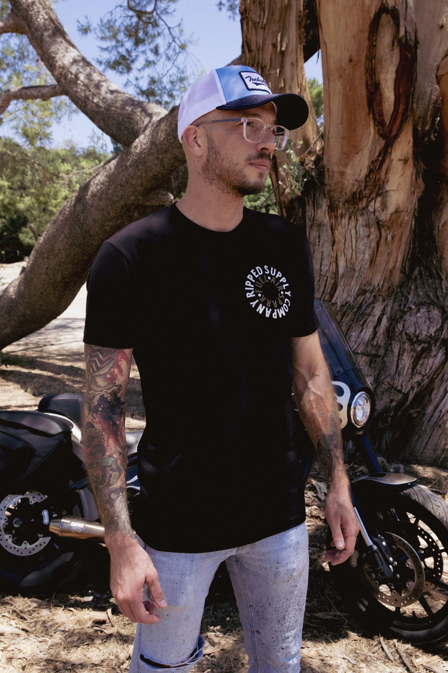 Fuel. Air. Spark." Premium Moto Tee – Black